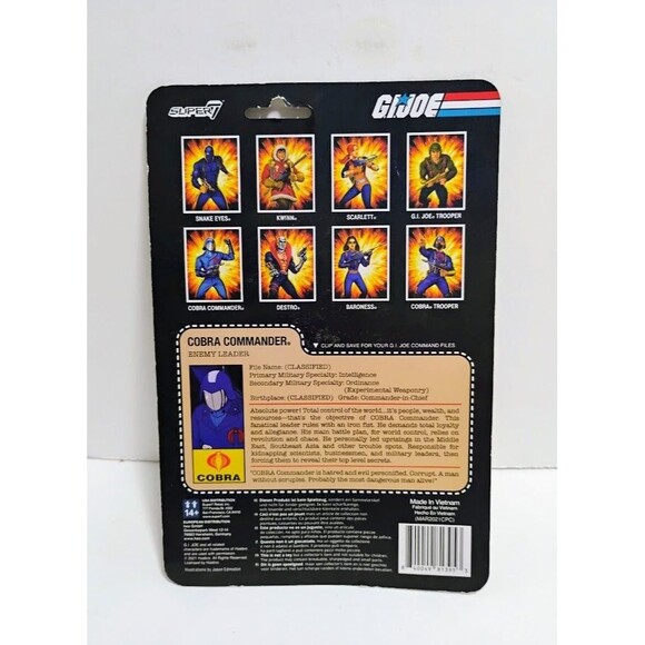 SUPER 7 REACTION FIGURES GI JOE COBRA COMMANDER CHROME VARIANT NOC NEW ON CARD - Picture 3 of 5